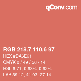 カラーコード: RGB 218.7 110.6 97 | qconv.com