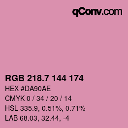 カラーコード: RGB 218.7 144 174 | qconv.com
