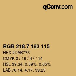 カラーコード: RGB 218.7 183 115 | qconv.com