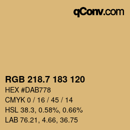 カラーコード: RGB 218.7 183 120 | qconv.com
