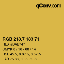 カラーコード: RGB 218.7 183 71 | qconv.com