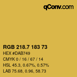 カラーコード: RGB 218.7 183 73 | qconv.com