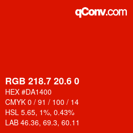 カラーコード: RGB 218.7 20.6 0 | qconv.com