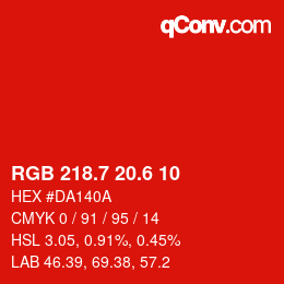 カラーコード: RGB 218.7 20.6 10 | qconv.com