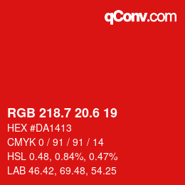 カラーコード: RGB 218.7 20.6 19 | qconv.com