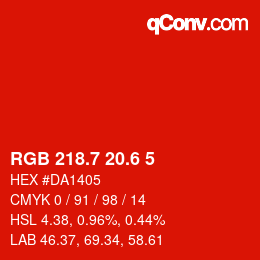 カラーコード: RGB 218.7 20.6 5 | qconv.com