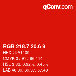 カラーコード: RGB 218.7 20.6 9 | qconv.com