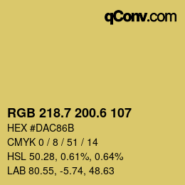 カラーコード: RGB 218.7 200.6 107 | qconv.com