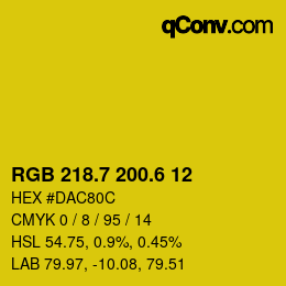 カラーコード: RGB 218.7 200.6 12 | qconv.com