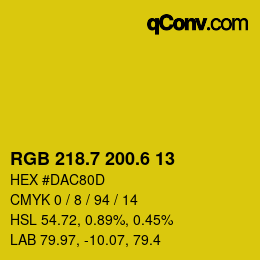 カラーコード: RGB 218.7 200.6 13 | qconv.com