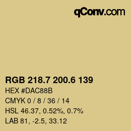 カラーコード: RGB 218.7 200.6 139 | qconv.com