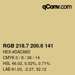カラーコード: RGB 218.7 200.6 141 | qconv.com