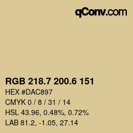 カラーコード: RGB 218.7 200.6 151 | qconv.com
