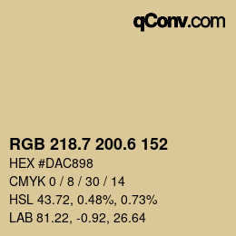 カラーコード: RGB 218.7 200.6 152 | qconv.com