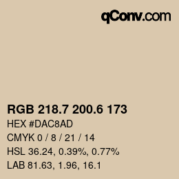 カラーコード: RGB 218.7 200.6 173 | qconv.com