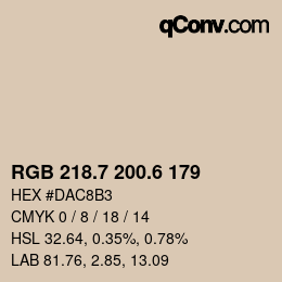 カラーコード: RGB 218.7 200.6 179 | qconv.com