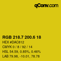カラーコード: RGB 218.7 200.6 18 | qconv.com