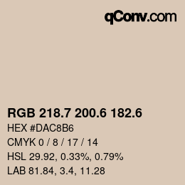 カラーコード: RGB 218.7 200.6 182.6 | qconv.com