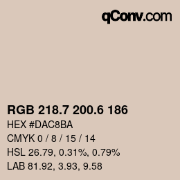 カラーコード: RGB 218.7 200.6 186 | qconv.com