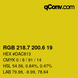 カラーコード: RGB 218.7 200.6 19 | qconv.com