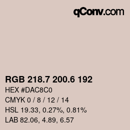 カラーコード: RGB 218.7 200.6 192 | qconv.com