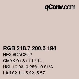 カラーコード: RGB 218.7 200.6 194 | qconv.com