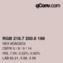 カラーコード: RGB 218.7 200.6 198 | qconv.com