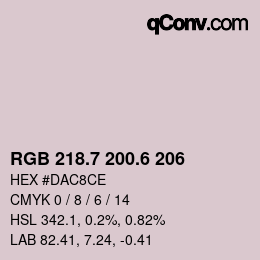 カラーコード: RGB 218.7 200.6 206 | qconv.com