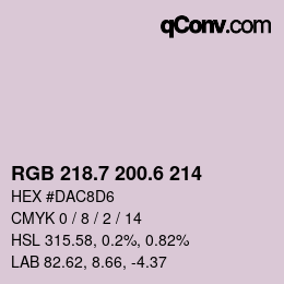 カラーコード: RGB 218.7 200.6 214 | qconv.com