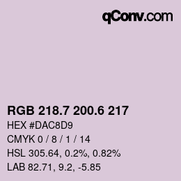 カラーコード: RGB 218.7 200.6 217 | qconv.com