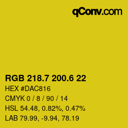 カラーコード: RGB 218.7 200.6 22 | qconv.com
