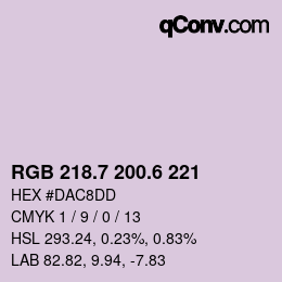 カラーコード: RGB 218.7 200.6 221 | qconv.com