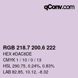 カラーコード: RGB 218.7 200.6 222 | qconv.com