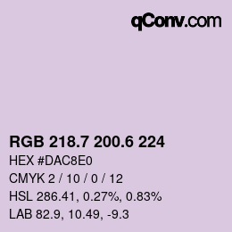カラーコード: RGB 218.7 200.6 224 | qconv.com