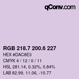 カラーコード: RGB 218.7 200.6 227 | qconv.com