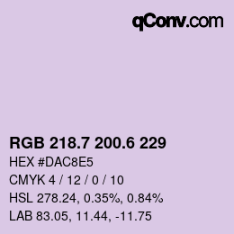 カラーコード: RGB 218.7 200.6 229 | qconv.com