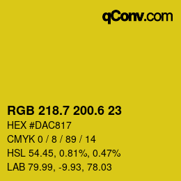 カラーコード: RGB 218.7 200.6 23 | qconv.com