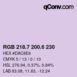 カラーコード: RGB 218.7 200.6 230 | qconv.com
