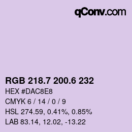 カラーコード: RGB 218.7 200.6 232 | qconv.com