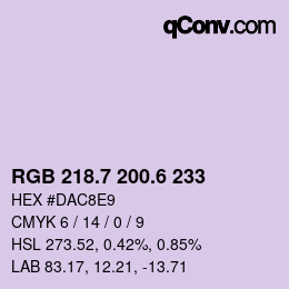 カラーコード: RGB 218.7 200.6 233 | qconv.com