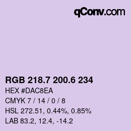 カラーコード: RGB 218.7 200.6 234 | qconv.com