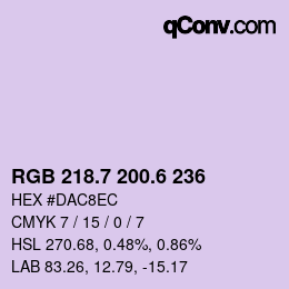 カラーコード: RGB 218.7 200.6 236 | qconv.com