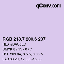 カラーコード: RGB 218.7 200.6 237 | qconv.com