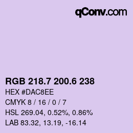 カラーコード: RGB 218.7 200.6 238 | qconv.com