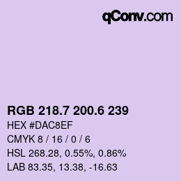 カラーコード: RGB 218.7 200.6 239 | qconv.com