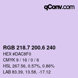 カラーコード: RGB 218.7 200.6 240 | qconv.com