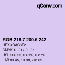 カラーコード: RGB 218.7 200.6 242 | qconv.com