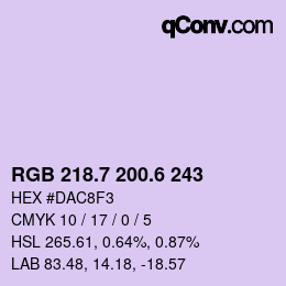 カラーコード: RGB 218.7 200.6 243 | qconv.com