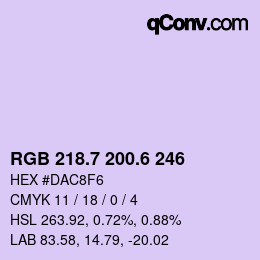 カラーコード: RGB 218.7 200.6 246 | qconv.com