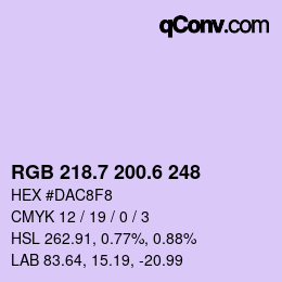 カラーコード: RGB 218.7 200.6 248 | qconv.com